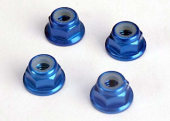 1747X Traxxas: Blue-anodized, aluminum flanged lock nuts (4mm)