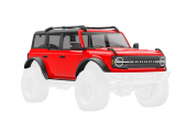 Body, Ford Bronco, complete, red (includes grille, side mirrors, door handles, fender flares, windshield wipers, spare tire mount, & clipless mounting)