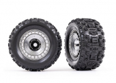 Tires and wheels, assembled, glued (3.8" satin chrome wheels, satin chrome wheel covers, Sledgehammer® tires, foam inserts) (2)
