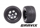 Tires & wheels, assembled, glued (X-Maxx® black wheels, Gravix™ tires, foam inserts) (left & right)