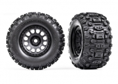 Tires & wheels, assembled, glued (XRT™ Race black wheels, Sledgehammer® tires, foam inserts) (left & right)