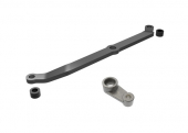 Steering link, 6061-T6 aluminum (dark titanium-anodized)/ servo horn, metal/ spacers (2)/ 3x6mm CCS (with threadlock) (1)/ 2.5x7mm SS (with threadlock) (1)