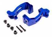 Caster blocks (c-hubs), 6061-T6 aluminum (blue-anodized), left & right/ kingpin bushings (4)/ 3x20mm CS (with threadlock) (4)