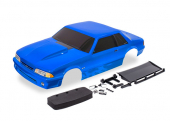 Body, Ford Mustang, Fox Body, blue (includes side mirrors, wing, wing retainer, rear body mount posts, foam body bumper, & mounting hardware)