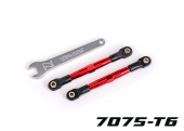Toe links, front (TUBES red-anodized, 7075-T6 aluminum, stronger than titanium) (2) (assembled with rod ends and hollow balls)/ aluminum wrench (1)