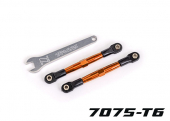 Toe links, front (TUBES orange-anodized, 7075-T6 aluminum, stronger than titanium) (2) (assembled with rod ends and hollow balls)/ aluminum wrench (1)