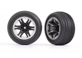Tires & wheels, assembled, glued (2.8") (RXT black & satin wheels, ribbed tires, foam inserts) (electric front) (2)