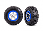 Tires & wheels, assembled, glued (SCT chrome, blue beadlock style wheels, BFGoodrich® Mud-Terrain™ T/A® KM2 tires, foam inserts) (2) (2WD front)