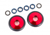 Wheels, wheelie bar, 6061-T6 aluminum (red-anodized) (2)/ 5x8x2.5mm ball bearings (4)/ o-rings (2)/ 5x8x0.3mm TW (2)