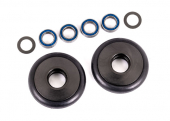 Wheels, wheelie bar, 6061-T6 aluminum (gray-anodized) (2)/ 5x8x2.5mm ball bearings (4)/ o-rings (2)/ 5x8x0.3mm TW (2)