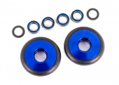 Wheels, wheelie bar, 6061-T6 aluminum (blue-anodized) (2)/ 5x8x2.5mm ball bearings (4)/ o-rings (2)/ 5x8x0.3mm TW (2)