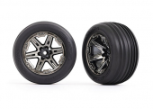 Tires & wheels, assembled, glued (2.8") (RXT black chrome wheels, ribbed tires, foam inserts) (electric front) (2)