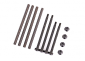 Suspension pin set, front & rear (hardened steel), 4x67mm (4), 3.5x48.2mm (2), 3.5x56.7mm (2)/ M3x0.5mm NL, flanged (2)
