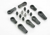 Plastic rod ends (8) (1/6 and 1/5 scale)/ hollow ball connectors (8) (6-black, 2-silver)