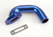 Exhaust header, Perfect fit for N. 4-Tec®, N. Rustler®/Sport (blue-anodized, aluminum)/header gasket (for side exhaust engines only)