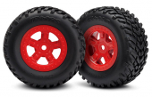 Tires and wheels, assembled, glued (SCT red wheels, SCT off-road racing tires) (1 each, right & left)