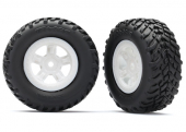 Tires and wheels, assembled, glued (SCT white wheels, SCT off-road racing tires) (1 each, right & left)