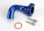 Header, blue-anodized aluminum (for rear exhaust engines only) (TRX® 2.5, 2.5R, 3.3)