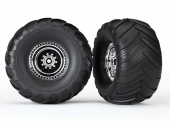 Tires & wheels, assembled, glued (chrome wheels, Terra Groove dual profile tires, foam inserts) (2WD electric rear) (2)