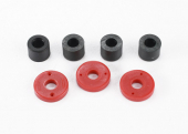 7067 Traxxas: Piston, damper (2x0.5mm hole, red) (4)/ travel limiters (4