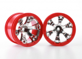 7271 Traxxas: Wheels, Geode 2.2" (chrome, red beadlock style) (12mm hex) (2) 