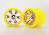 Wheels, Geode 2.2" (chrome, yellow beadlock style) (12mm hex) (2)