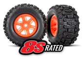 Tires & wheels, assembled, glued (X-Maxx® orange wheels, Sledgehammer® tires, foam inserts) (left & right) (2)