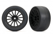 Tires and wheels, assembled, glued (multi-spoke black wheels, 2.0" ultra-wide slick tires, foam inserts) (front) (2)
