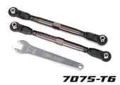 Toe links, front, Unlimited Desert Racer® (TUBES dark titanium anodized, 7075-T6 aluminum, stronger than titanium) (102mm) (2) (assembled with rod ends and hollow balls)/ aluminum wrench, 7mm (1)