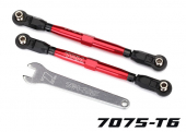 Toe links, front, Unlimited Desert Racer® (TUBES red-anodized, 7075-T6 aluminum, stronger than titanium) (102mm) (2) (assembled with rod ends and hollow balls)/ aluminum wrench, 7mm (1)