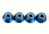 4147X Traxxas: Nuts. 5mm flanged nylon locking (aluminum. blue-anodized) (4) 