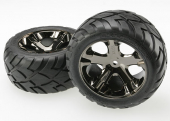 Tires & wheels, assembled, glued (All Star black chrome wheels, Anaconda® tires, foam inserts) (2WD electric rear) (1 left, 1 right)