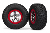 Tires & wheels, assembled, glued (SCT chrome, red beadlock style wheels, BFGoodrich® Mud-Terrain™  T/A® KM2 tires, foam inserts) (2) (2WD front)