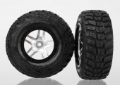 Tires & wheels, assembled, glued (S1 ultra-soft off-road racing compound) (SCT Split-Spoke satin chrome, black beadlock style wheels, Kumho tires, foam inserts) (2) (4WD front/rear, 2WD rear only)