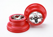 Wheels, SCT chrome, red beadlock style, dual profile (2.2” outer, 3.0” inner) (2WD front) (2)