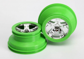 Wheels, SCT, chrome, green beadlock style, dual profile (2.2" outer, 3.0" inner) (2) (2WD front only)