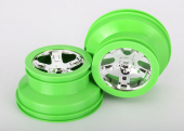 Wheels, SCT, chrome, green beadlock style, dual profile (2.2" outer, 3.0" inner) (2) (4WD front/rear, 2WD rear only)