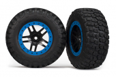 Tire & wheel assy, glued (SCT Split-Spoke, black, blue beadlock wheels,  BFGoodrich® Mud-Terrain™  T/A® KM2 tires,  inserts) (2) (2WD Front)