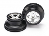 Wheels, SCT satin chrome, black beadlock style, dual profile (2.2” outer, 3.0” inner) (2WD front) (2)
