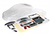 Body, Cadillac CTS-V (clear, requires painting)/ decal sheet (includes side mirrors, spoiler, & mounting hardware)