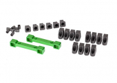 Mounts, suspension arms, aluminum (green-anodized) (front & rear)/ hinge pin retainers (12)/ inserts (6)