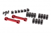 Mounts, suspension arms, aluminum (red-anodized) (front & rear)/ hinge pin retainers (12)/ inserts (6)