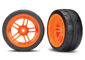 Tires and wheels, assembled, glued (split-spoke orange wheels, 1.9" Response tires) (extra wide, rear) (2) (VXL rated)