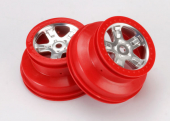 Wheels, SCT satin chrome with red beadlock, dual profile (2.2" outer, 3.0" inner) (2)