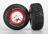 Tires & wheels, assembled, glued  (SCT Split-Spoke chrome, red beadlock style wheel, dual profile (2.2" outer, 3.0" inner), BFGoodrich® Mud-Terrain™  T/A® KM2 tire, inserts) (2) (front/rear)