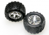 Tires & wheels, assembled, glued (2.8") (All-Star chrome wheels, Talon tires, foam inserts) (Nitro Stampede® front) (2)