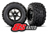 Tires & wheels, assembled, glued (X-Maxx® black chrome wheels, Sledgehammer® tires, foam inserts) (left & right) (2)