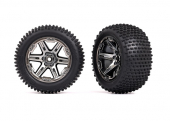 Tires & wheels, assembled, glued (2.8") (RXT black chrome wheels, Alias® tires, foam inserts) (2WD electric rear) (2) (TSM® rated)