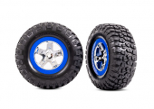 Tires & wheels, assembled, glued (SCT chrome, blue beadlock style wheels, BFGoodrich® Mud-Terrain™ T/A® KM2 tires, foam inserts) (2) (4WD front/rear, 2WD rear only)