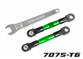 Camber links, rear (TUBES green-anodized, 7075-T6 aluminum, stronger than titanium) (2) (assembled with rod ends and hollow balls)/ aluminum wrench (1) (fits Drag Slash)